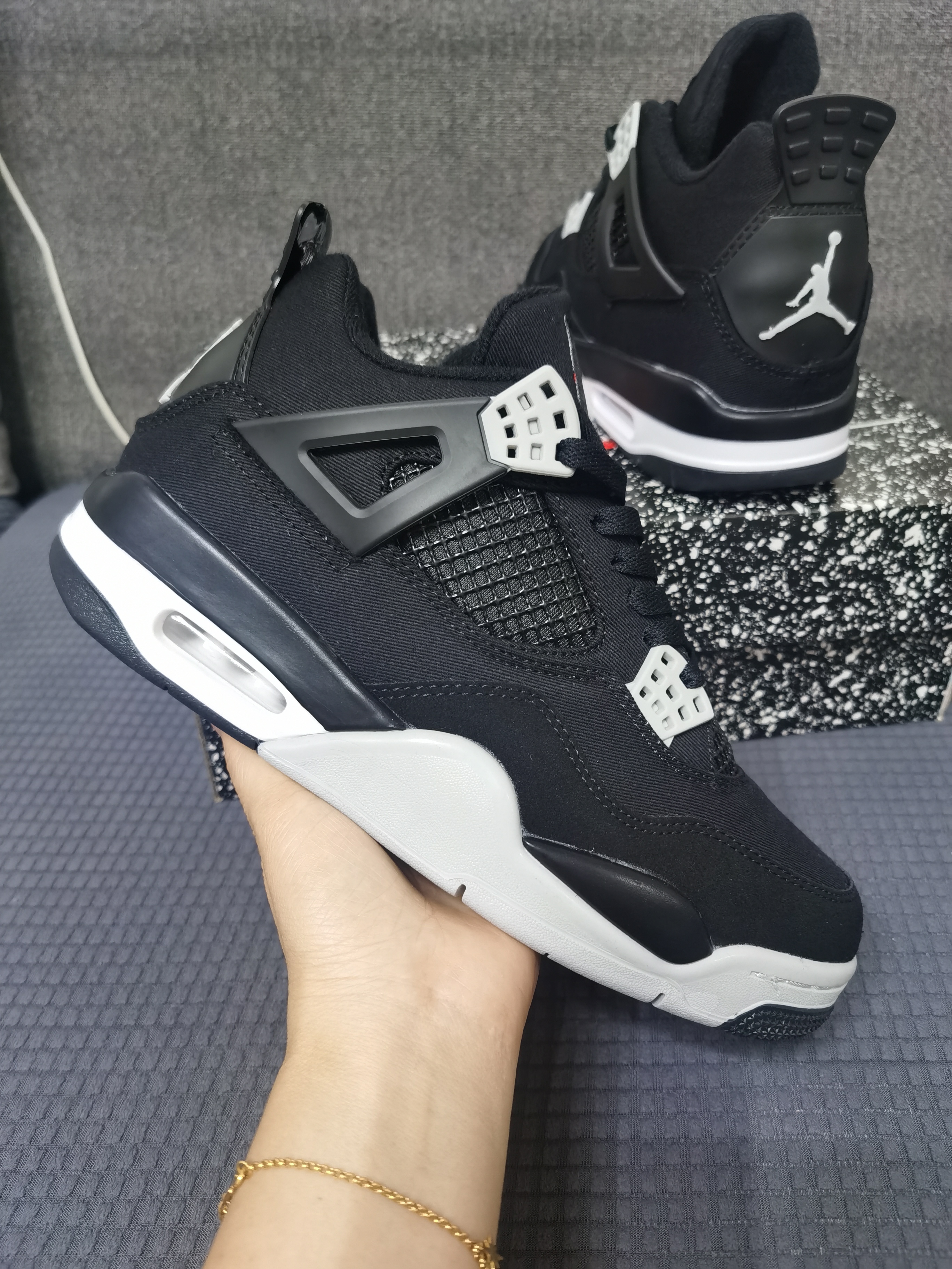 2022 Air Jordan 4 Cavans Black White Shoes